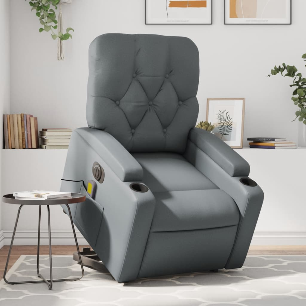 Oversize Faux Leather Power Lift Recliner Chair - Heated Massage