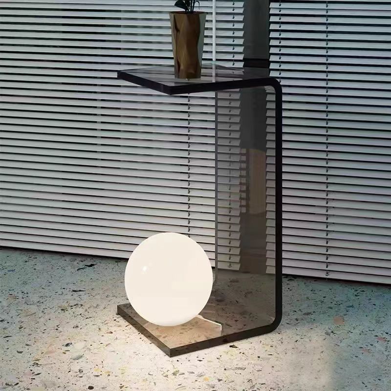 Boho Aesthetic The Rennes | Modern Minimalist Transparent Luxury Side Table | Biophilic Design Airbnb Decor Furniture 