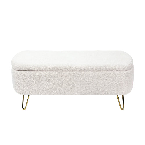 Ivory White Mediterranean Farmhouse Bedside Storage Footstool - Mediterranean Italian Contemporary Home Decor Furniture