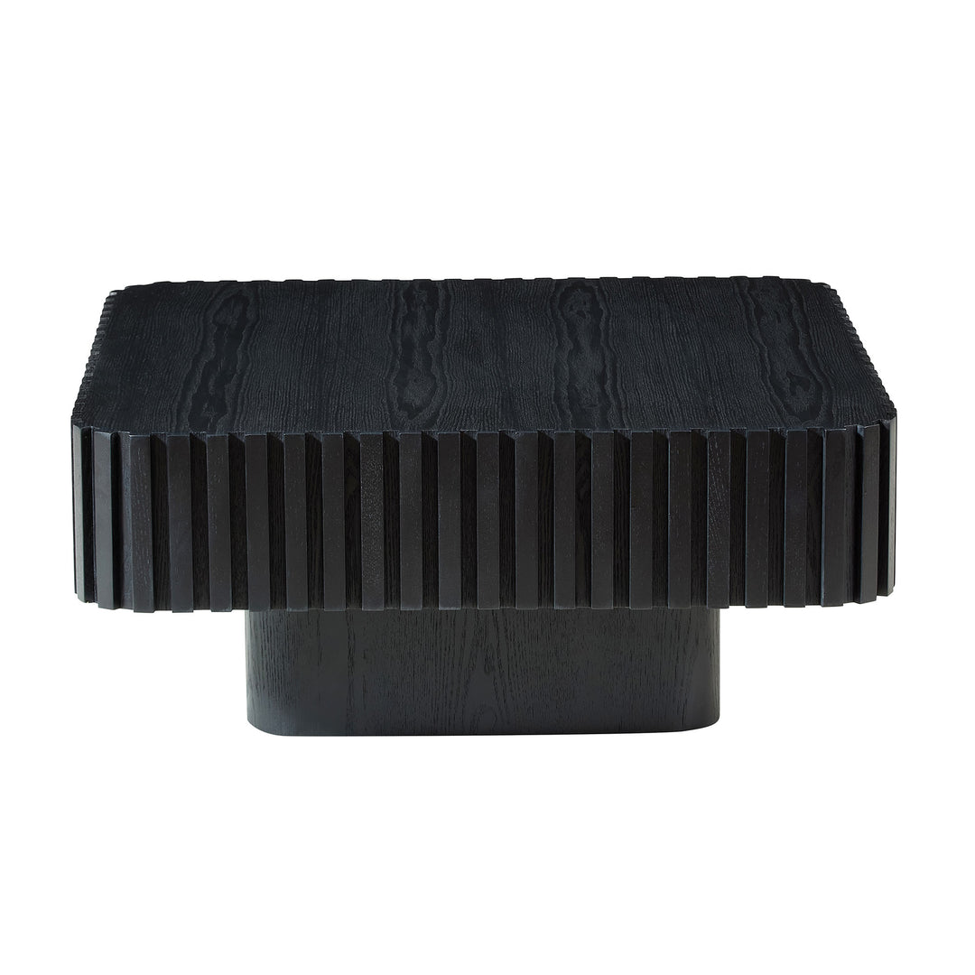 Buy farmhouse furniture Amalfi Black Mediterranean Coffee Table | Sculptural Drum Design | 31.5" Square - Modern Cottage Farmhouse Furniture