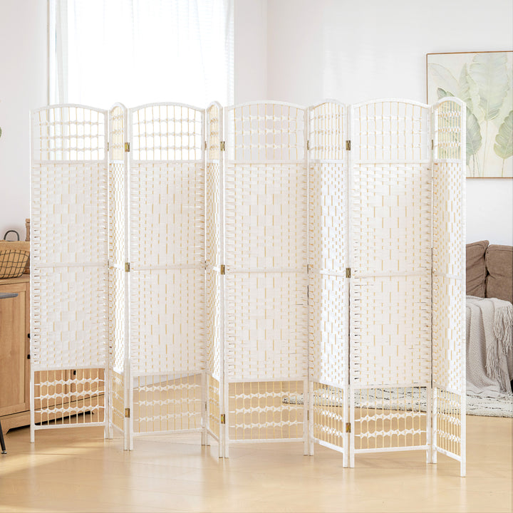 Buy farmhouse furniture Folding Room Divider | 8-Panel Wave Fiber Privacy Screen, White - Modern Cottage Farmhouse Furniture