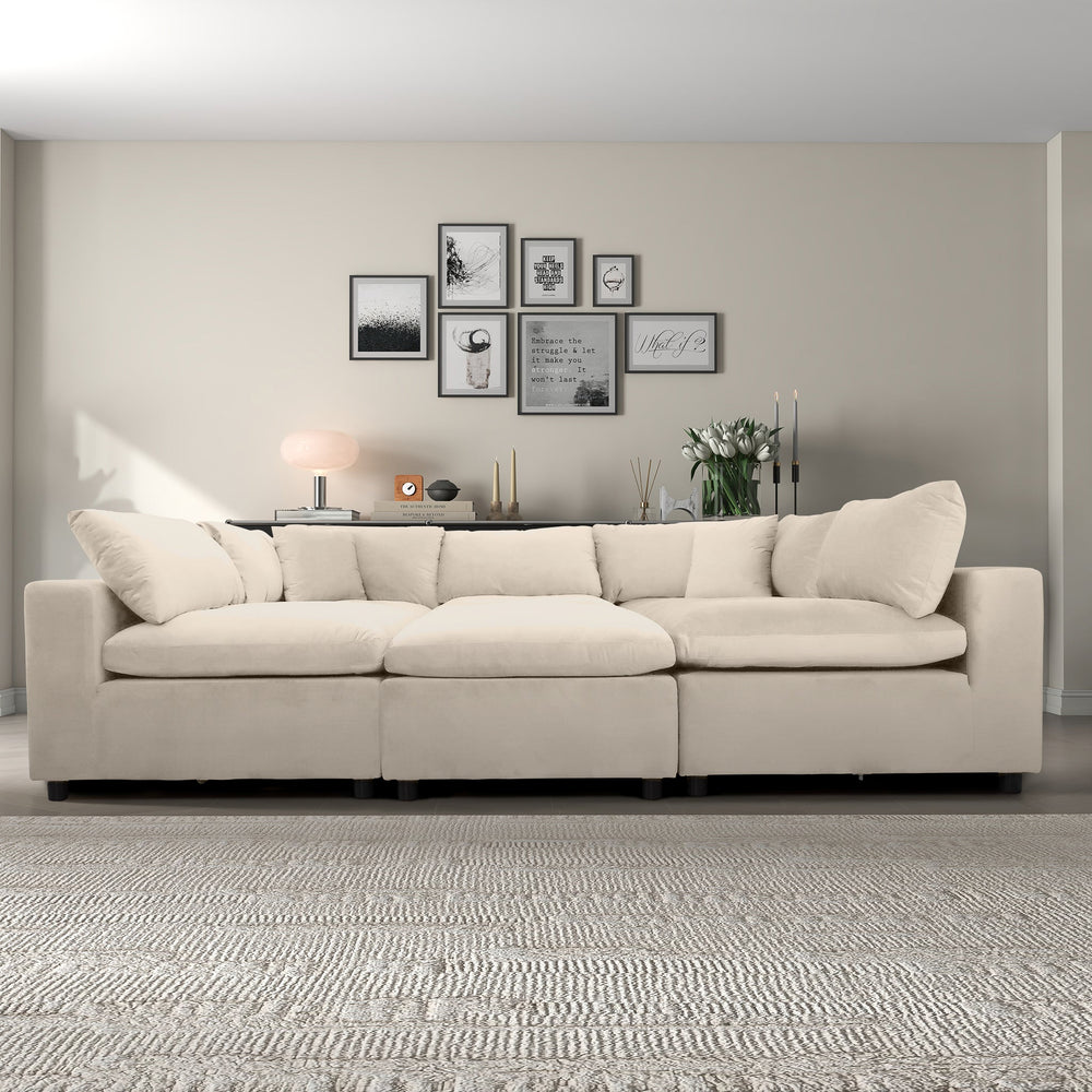 Buy farmhouse furniture Hayward Ivory Velvet Modular Sectional Sofa - Modern Cottage Farmhouse Furniture