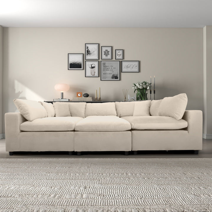 Buy farmhouse furniture Hayward Ivory Velvet Modular Sectional Sofa - Modern Cottage Farmhouse Furniture
