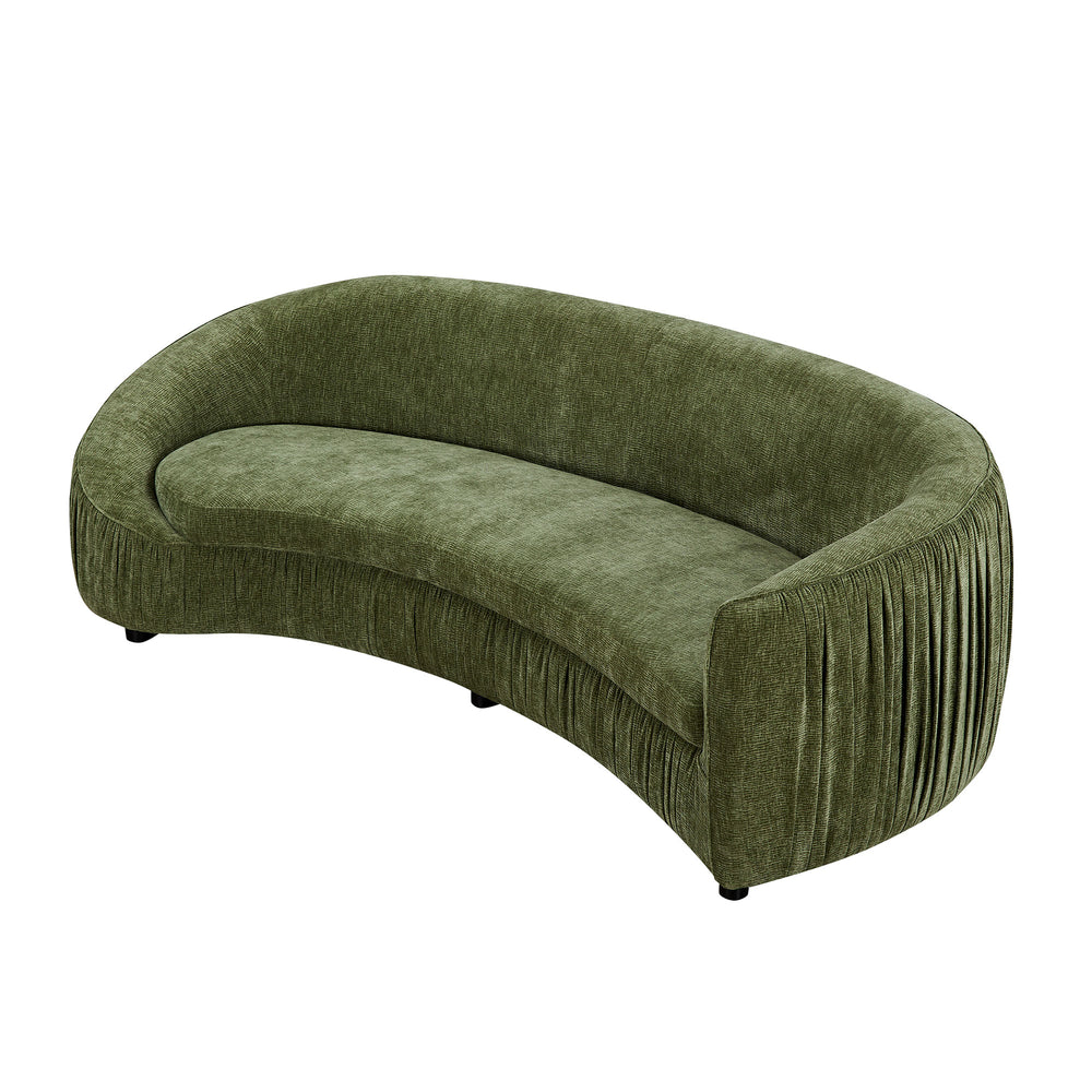 Buy farmhouse furniture 92.13 Inch Upholstered Curved Sage Green 4-Seat Sofa - Modern Cottage Farmhouse Furniture