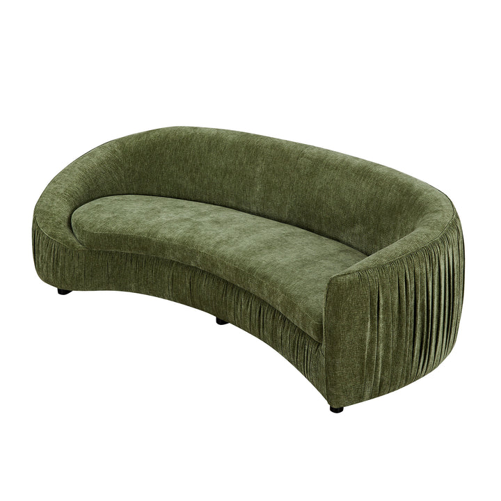 Buy farmhouse furniture 92.13 Inch Upholstered Curved Sage Green 4-Seat Sofa - Modern Cottage Farmhouse Furniture