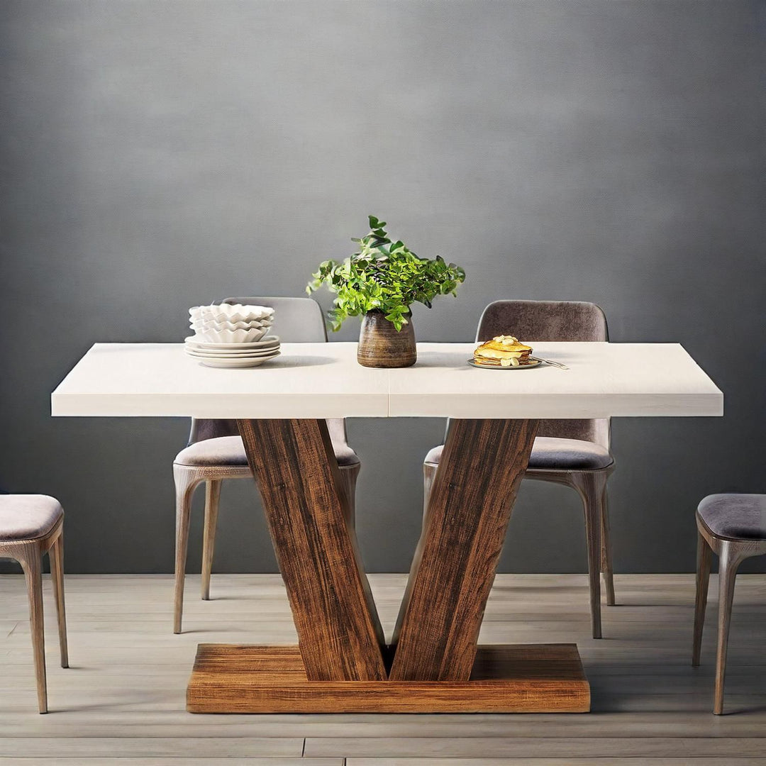 Calypso | White 47-Inch Modern Luxury Italian Farmhouse Dining Table - Mediterranean Italian Contemporary Home Decor Furniture