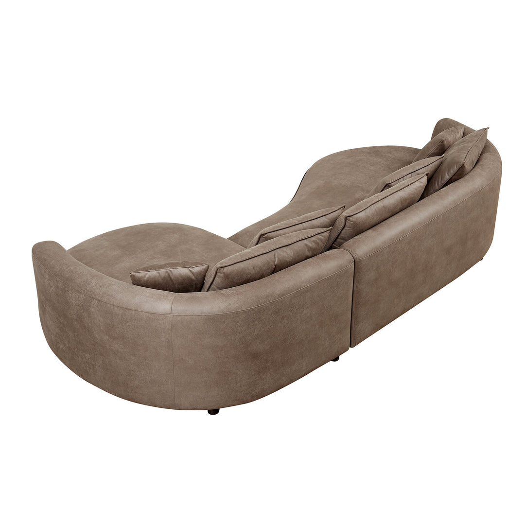 Buy farmhouse furniture 128.74 Inch Farmhouse Upholstered 5-Seat Sofa Sectional Curved Sofa - Modern Cottage Farmhouse Furniture