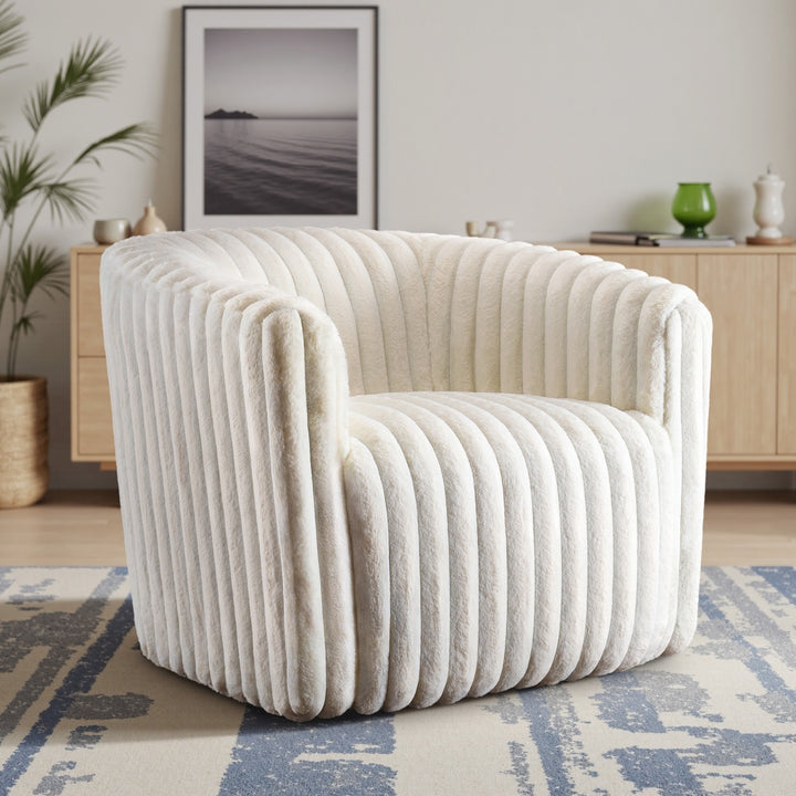 Rotating Modern White Contemporary Accent Chair - Mediterranean Italian Contemporary Home Decor Furniture