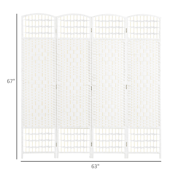Buy farmhouse furniture Folding Room Divider | 4-Panel Wave Fiber Privacy Screen, White - Modern Cottage Farmhouse Furniture