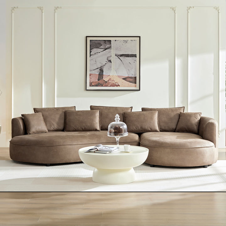 Buy farmhouse furniture 128.74 Inch Farmhouse Upholstered 5-Seat Sofa Sectional Curved Sofa - Modern Cottage Farmhouse Furniture