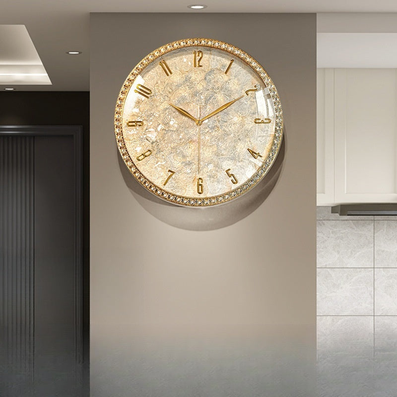 Azure Mediterranean Contemporary Pearl Gold White Elegant Wall Clock - Mediterranean Italian Contemporary Home Decor Furniture