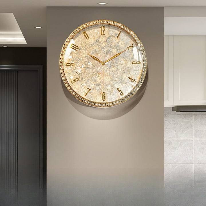 Azure Mediterranean Contemporary Pearl Gold White Elegant Wall Clock - Mediterranean Italian Contemporary Home Decor Furniture
