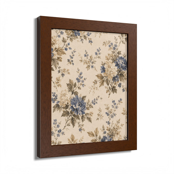 Buy farmhouse furniture Vintage Floral Framed Poster — Blue &amp; Beige Botanical Wall Art - Modern Cottage Farmhouse Furniture