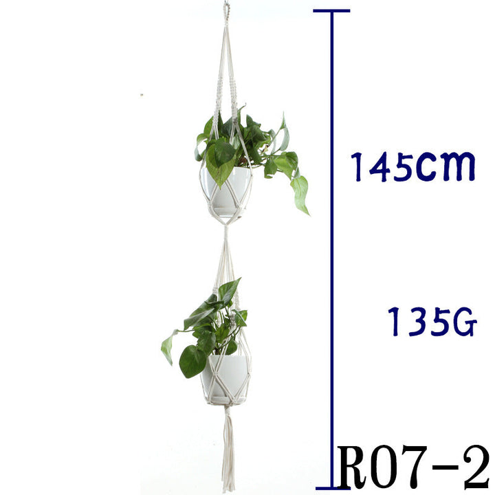 Boho Aesthetic Biophilic Flower & Plant Pot Cotton Rope Indoor Plant Hanger Hanging Basket | Biophilic Design Airbnb Decor Furniture 