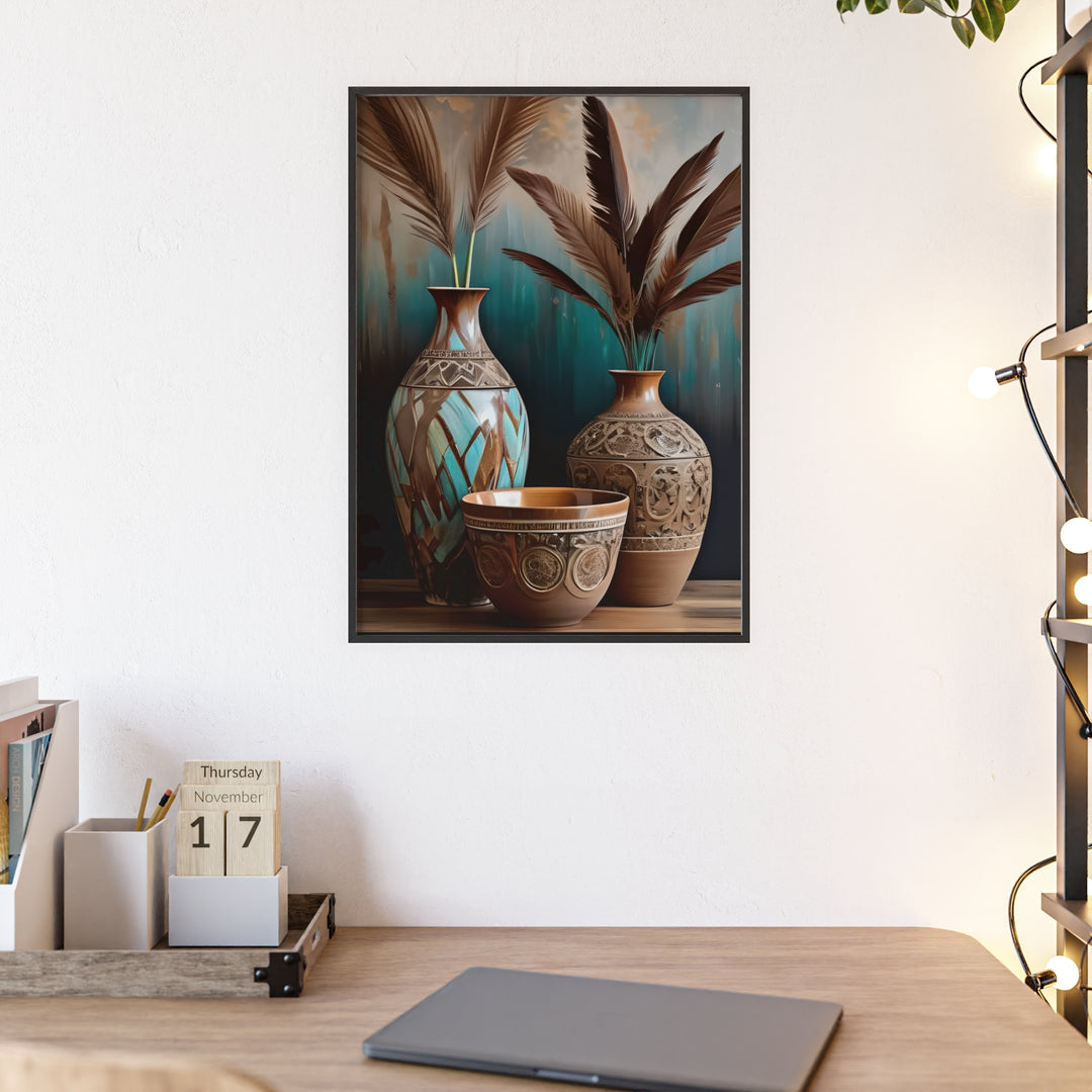 Boho Aesthetic Earthy Bowls Posters with Wooden Frame | Biophilic Design Airbnb Decor Furniture 