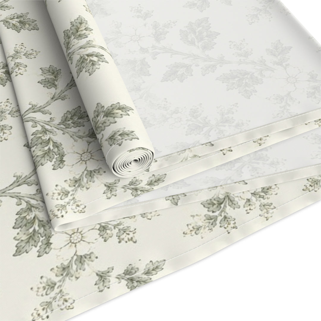 Buy farmhouse furniture Sage &amp; Cream Cotton-Poly Table Runner — Sage Green Floral Dining - Modern Cottage Farmhouse Furniture