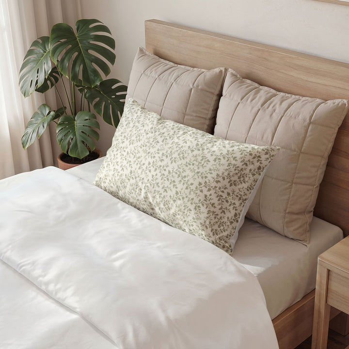 Sage Cotton Pillow Sham — Cream &amp; Sage Collection By. Artisan Blooms