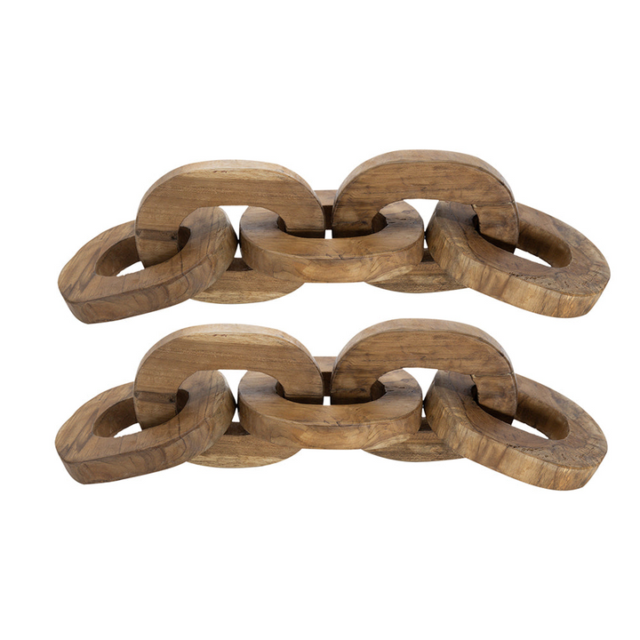 Buy farmhouse furniture Set of 2 Decorative Teak Chain Decor | 1.6x5.1x19.7 inches | Handcrafted Teak Root Wood | Versatile Home Decor - Modern Cottage Farmhouse Furniture
