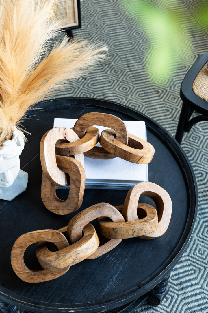 Buy farmhouse furniture Set of 2 Decorative Teak Chain Decor | 1.6x5.1x19.7 inches | Handcrafted Teak Root Wood | Versatile Home Decor - Modern Cottage Farmhouse Furniture