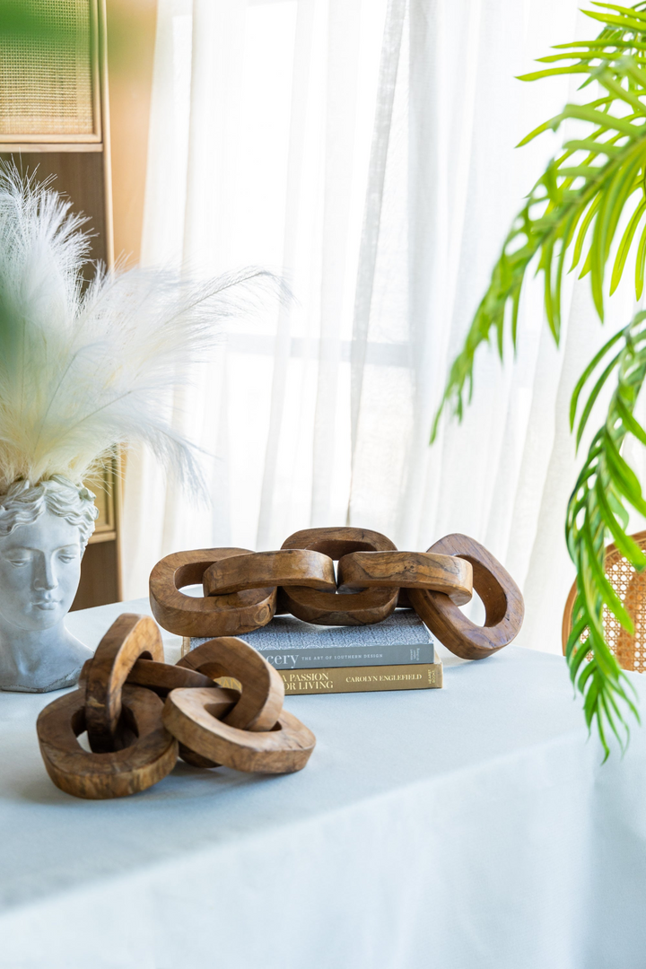 Buy farmhouse furniture Set of 2 Decorative Teak Chain Decor | 1.6x5.1x19.7 inches | Handcrafted Teak Root Wood | Versatile Home Decor - Modern Cottage Farmhouse Furniture