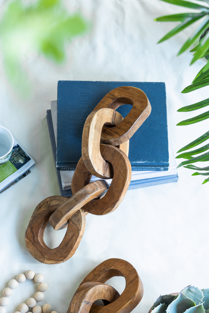 Buy farmhouse furniture Set of 2 Decorative Teak Chain Decor | 1.6x5.1x19.7 inches | Handcrafted Teak Root Wood | Versatile Home Decor - Modern Cottage Farmhouse Furniture