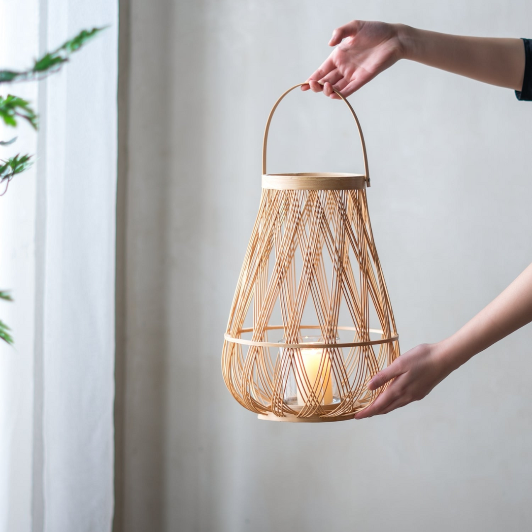 Buy farmhouse furniture Sienna Bamboo Hand Woven Italian Farmhouse Lantern with Rope Handle - Modern Cottage Farmhouse Furniture