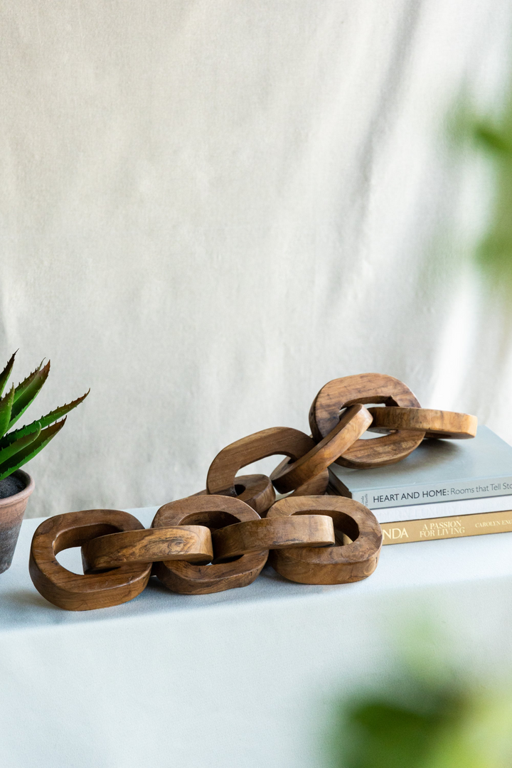 Buy farmhouse furniture Set of 2 Decorative Teak Chain Decor | 1.6x5.1x19.7 inches | Handcrafted Teak Root Wood | Versatile Home Decor - Modern Cottage Farmhouse Furniture