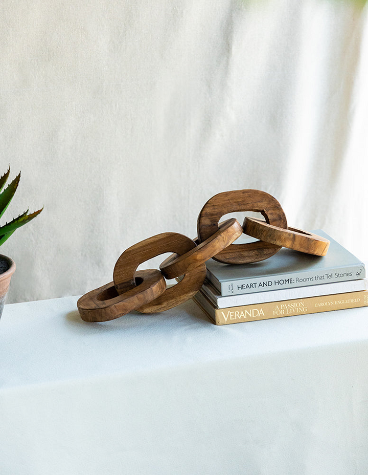 Buy farmhouse furniture Set of 2 Decorative Teak Chain Decor | 1.6x5.1x19.7 inches | Handcrafted Teak Root Wood | Versatile Home Decor - Modern Cottage Farmhouse Furniture