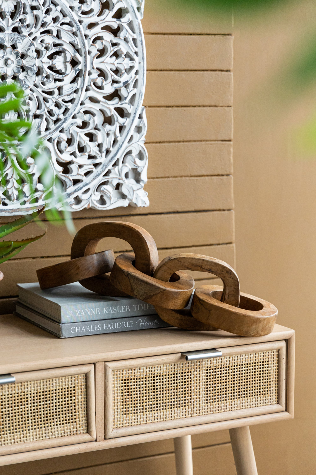 Buy farmhouse furniture Set of 2 Decorative Teak Chain Decor | 1.6x5.1x19.7 inches | Handcrafted Teak Root Wood | Versatile Home Decor - Modern Cottage Farmhouse Furniture