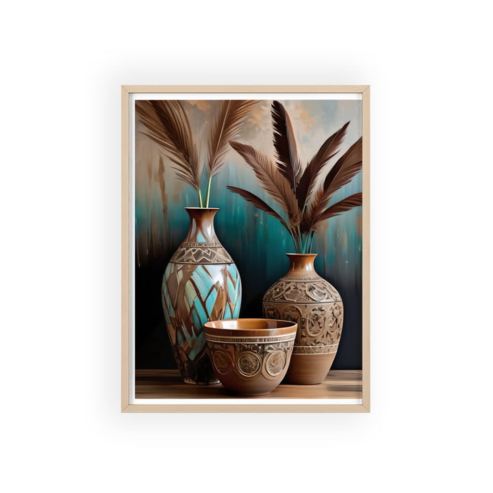 Boho Aesthetic Earthy Bowls Posters with Wooden Frame | Biophilic Design Airbnb Decor Furniture 