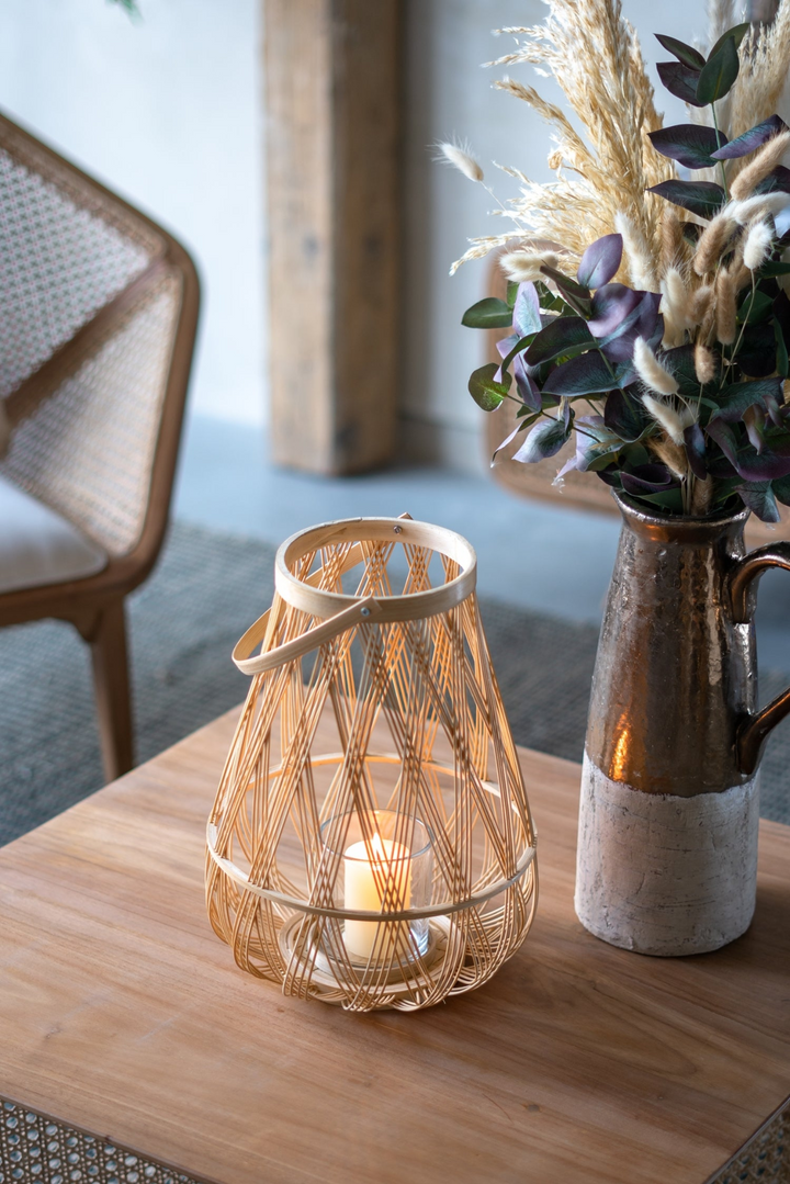 Buy farmhouse furniture Sienna Bamboo Hand Woven Italian Farmhouse Lantern with Rope Handle - Modern Cottage Farmhouse Furniture