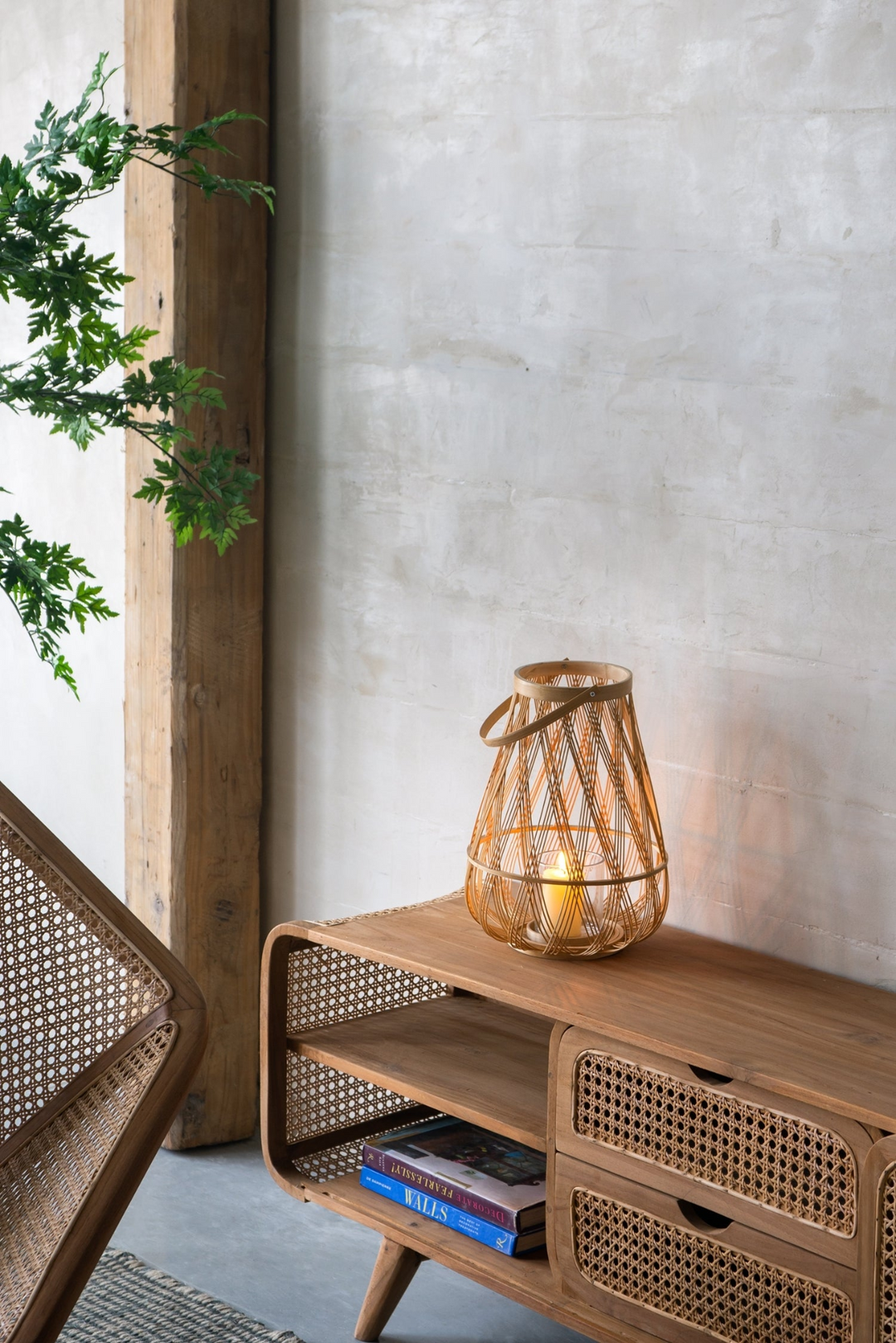 Buy farmhouse furniture Sienna Bamboo Hand Woven Italian Farmhouse Lantern with Rope Handle - Modern Cottage Farmhouse Furniture