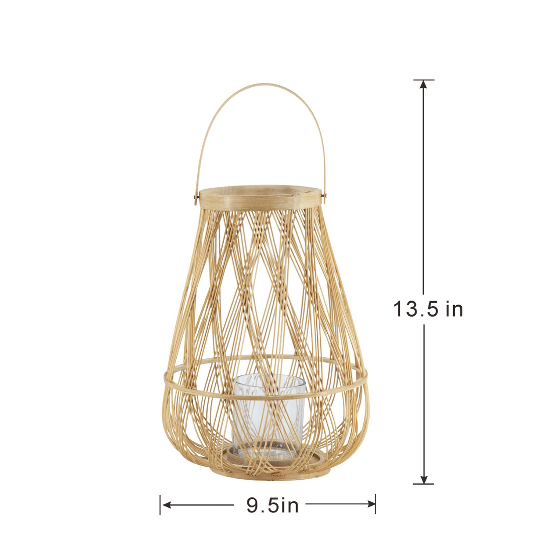 Buy farmhouse furniture Sienna Bamboo Hand Woven Italian Farmhouse Lantern with Rope Handle - Modern Cottage Farmhouse Furniture