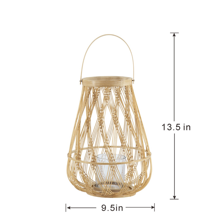 Buy farmhouse furniture Sienna Bamboo Hand Woven Italian Farmhouse Lantern with Rope Handle - Modern Cottage Farmhouse Furniture