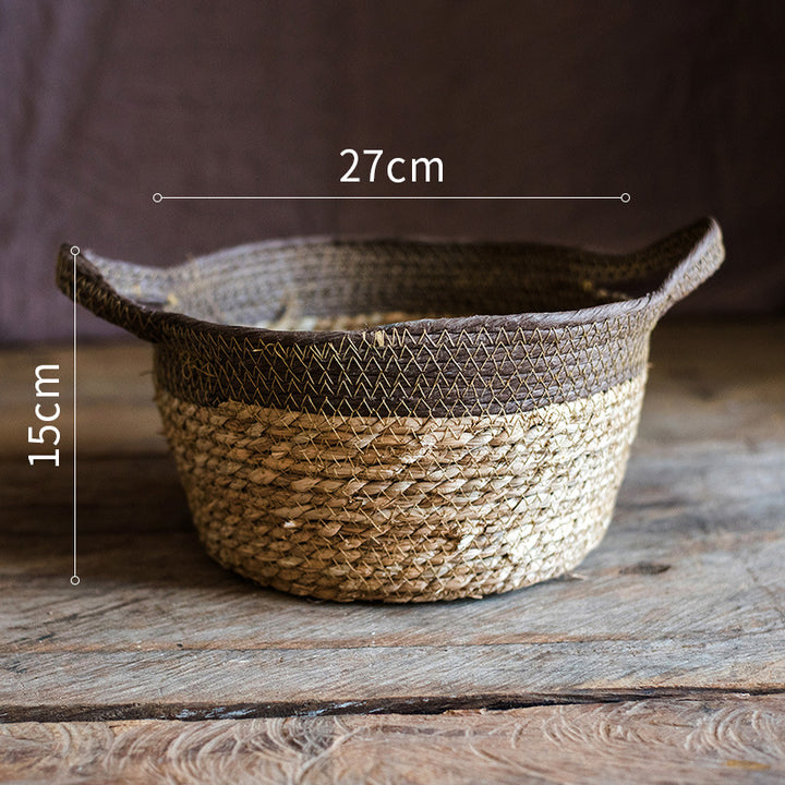 Gallarate | Coastal Italian Natural straw woven soft storage basket - Mediterranean Italian Contemporary Home Decor Furniture