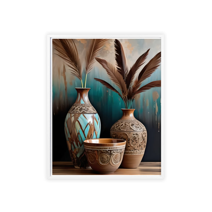 Boho Aesthetic Earthy Bowls Posters with Wooden Frame | Biophilic Design Airbnb Decor Furniture 