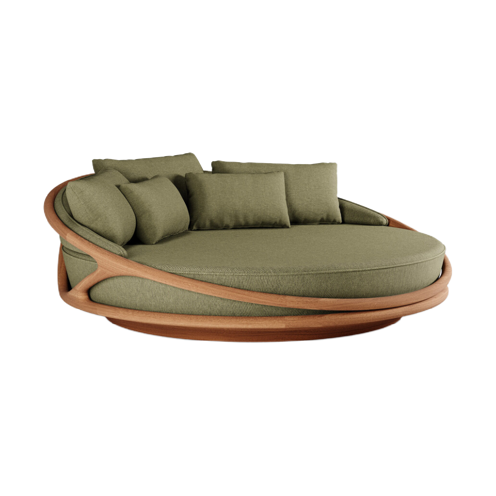 Buy farmhouse furniture Lily • Cream Modern Cottage Farmhouse Luxury Airbnb Round Outdoor Daybed - Modern Cottage Farmhouse Furniture