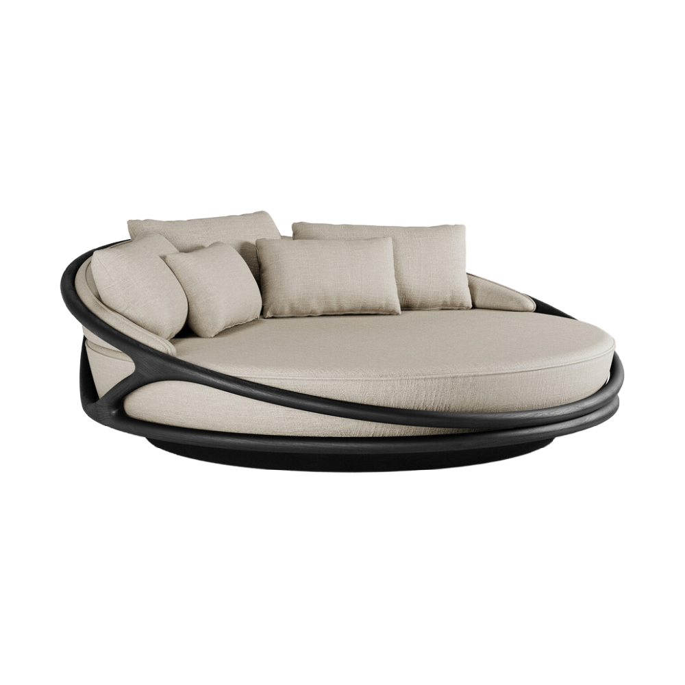 Buy farmhouse furniture Lily • Beige Modern Cottage Farmhouse Luxury Airbnb Round Outdoor Daybed - Modern Cottage Farmhouse Furniture