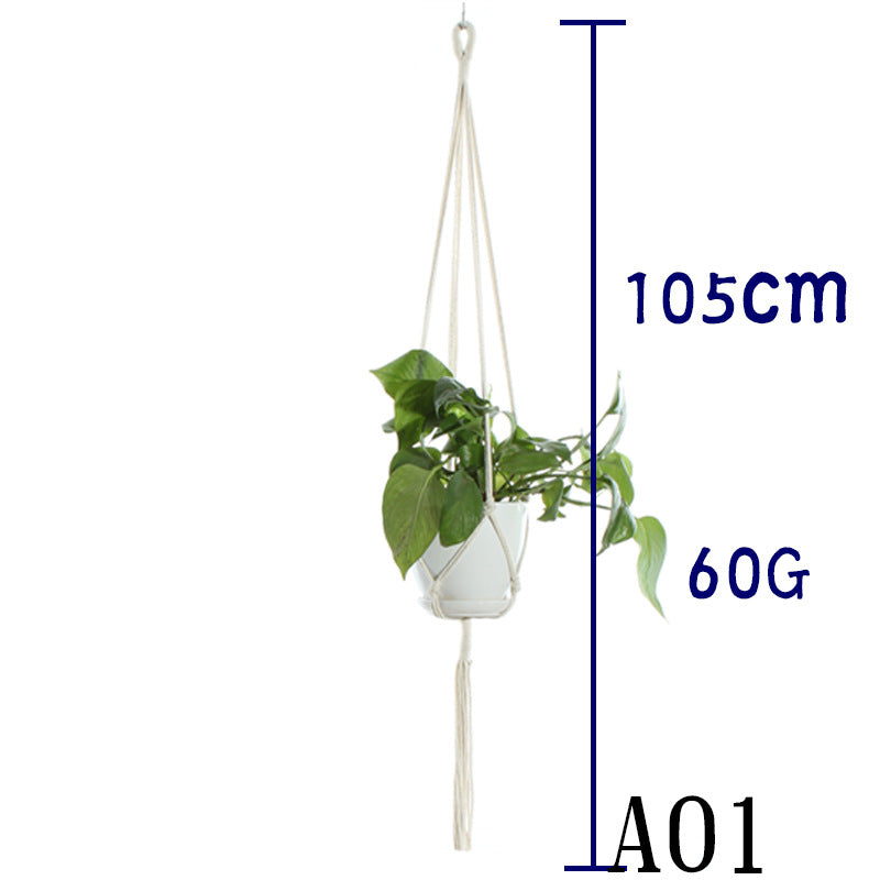 Boho Aesthetic Biophilic Flower & Plant Pot Cotton Rope Indoor Plant Hanger Hanging Basket | Biophilic Design Airbnb Decor Furniture 