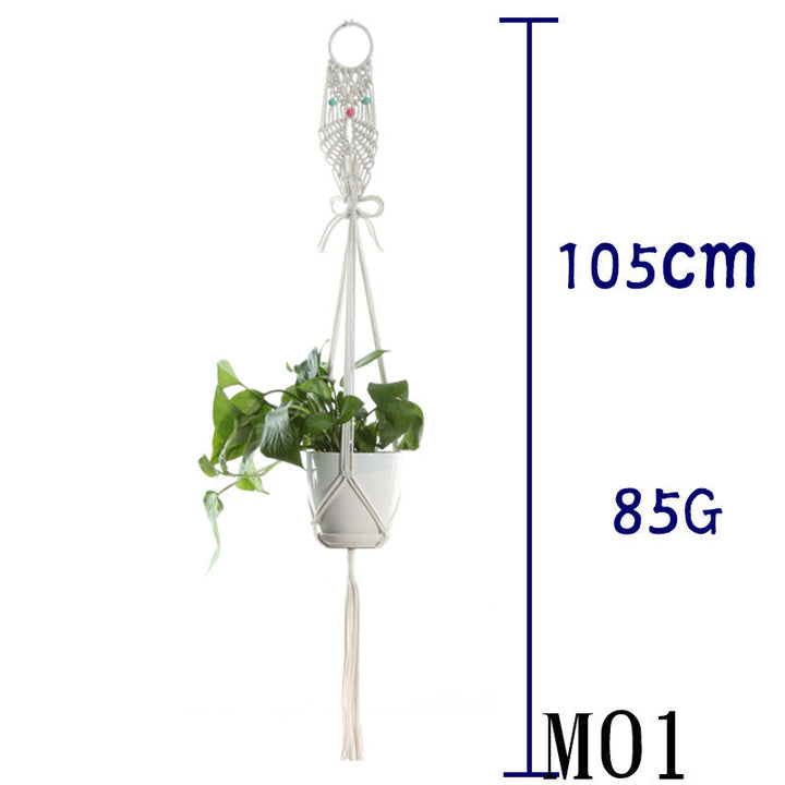 Boho Aesthetic Biophilic Flower & Plant Pot Cotton Rope Indoor Plant Hanger Hanging Basket | Biophilic Design Airbnb Decor Furniture 