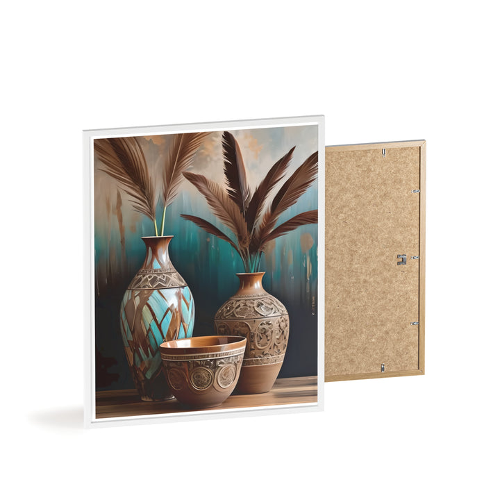 Boho Aesthetic Earthy Bowls Posters with Wooden Frame | Biophilic Design Airbnb Decor Furniture 