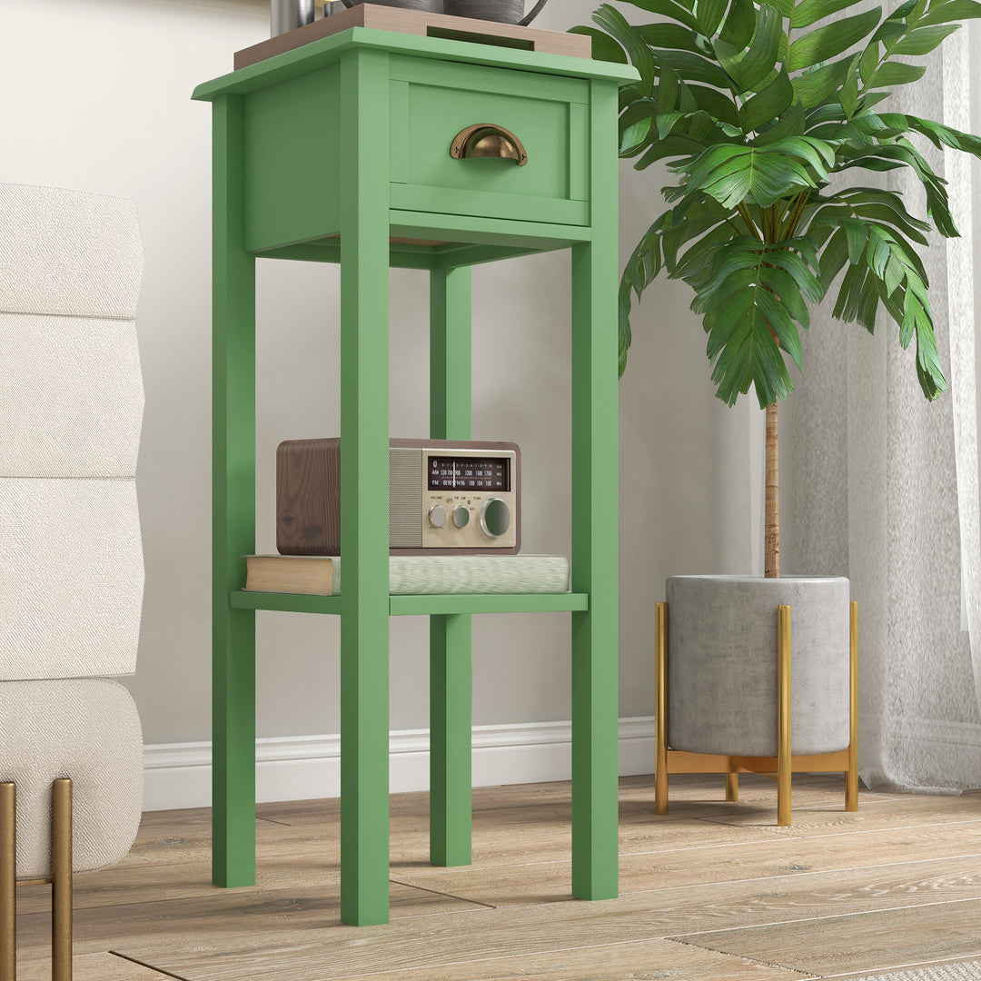 Buy farmhouse furniture Sage 2-Tier Side Table with Drawer and Shelf, End Table - Modern Cottage Farmhouse Furniture
