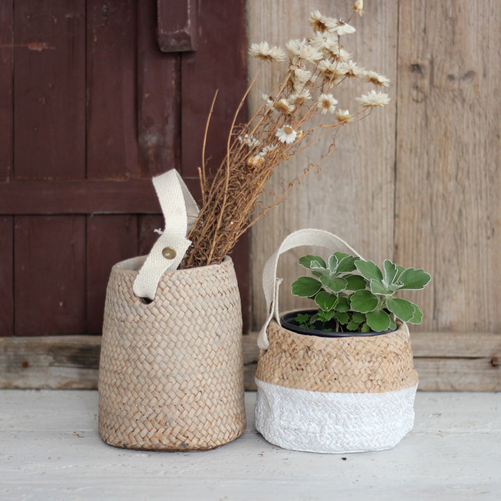 Mediterranean Coast Woven Flower Pot Basket - Mediterranean Italian Contemporary Home Decor Furniture