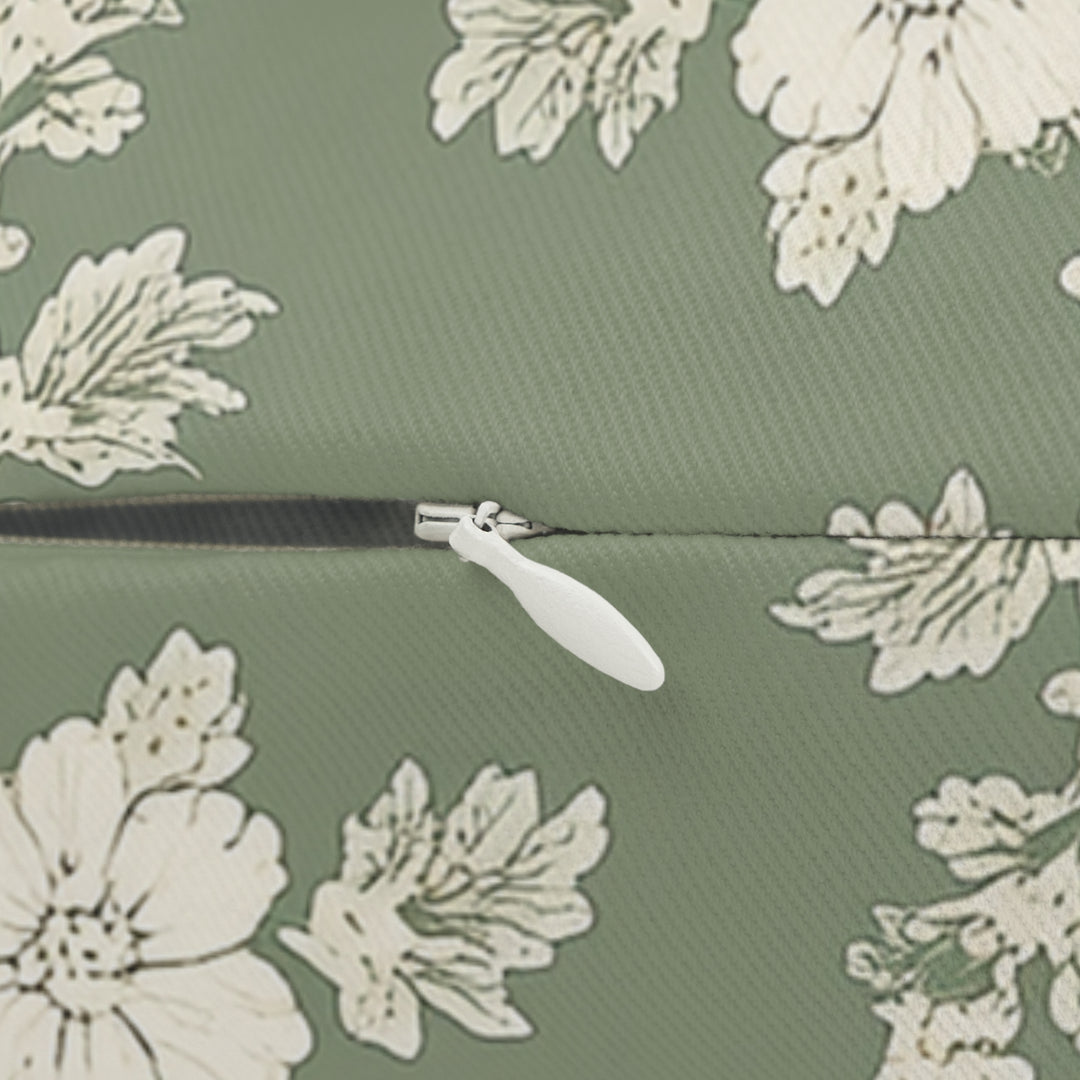 Sage and Cream Floral Lumbar Pillow