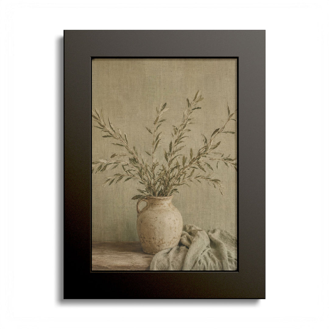 Botanical Farmhouse Vase Wall Art  — Framed Neutral Still Life Wall Art