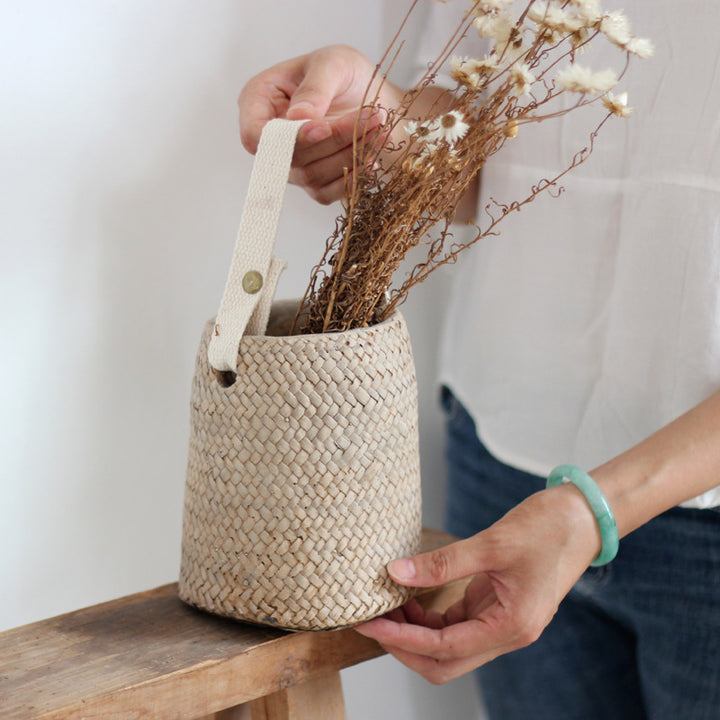 Mediterranean Coast Woven Flower Pot Basket - Mediterranean Italian Contemporary Home Decor Furniture