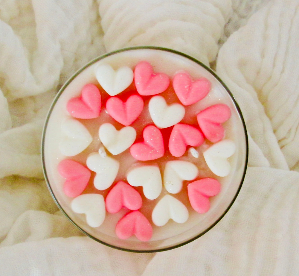 Boho Aesthetic Soy Wax Candle with Hearts | Biophilic Design Airbnb Decor Furniture 