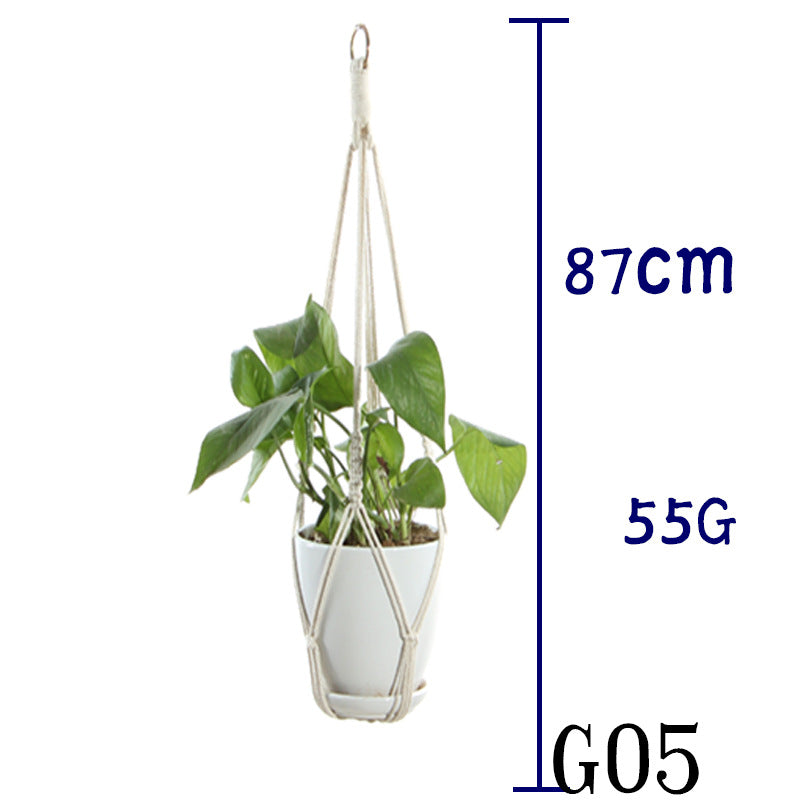 Boho Aesthetic Biophilic Flower & Plant Pot Cotton Rope Indoor Plant Hanger Hanging Basket | Biophilic Design Airbnb Decor Furniture 