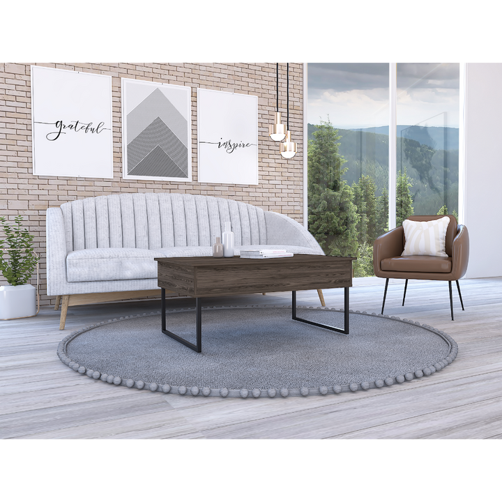 Boho Aesthetic Viena Lift Top Coffee Table, Flexible Shelf, Two Legs | Biophilic Design Airbnb Decor Furniture 