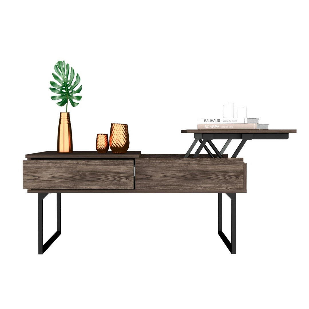 Boho Aesthetic Manila Lift Top Coffee Table, One Drawer | Biophilic Design Airbnb Decor Furniture 